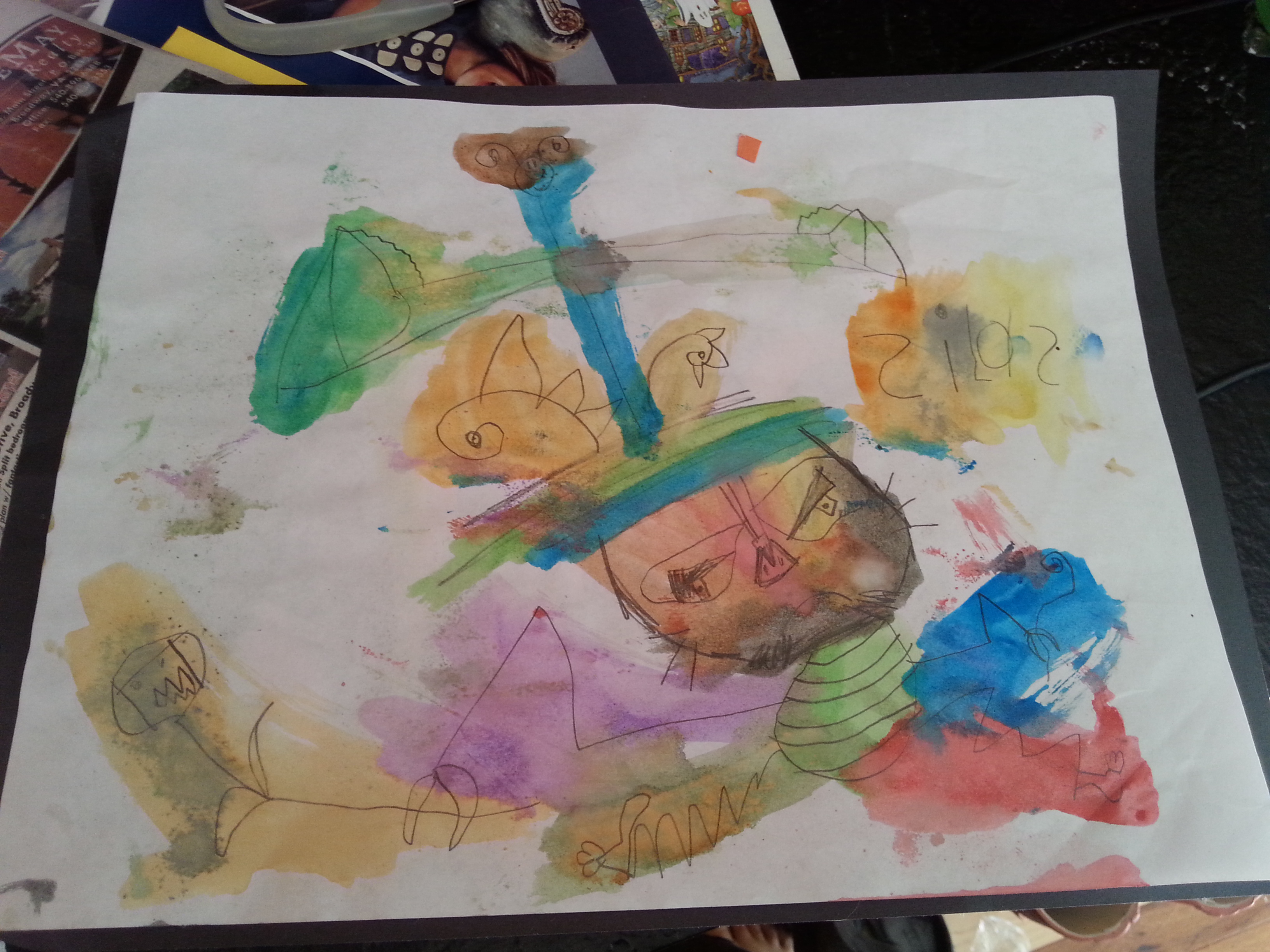 Painting from Homeschool Co-op, at 5 years and one week old