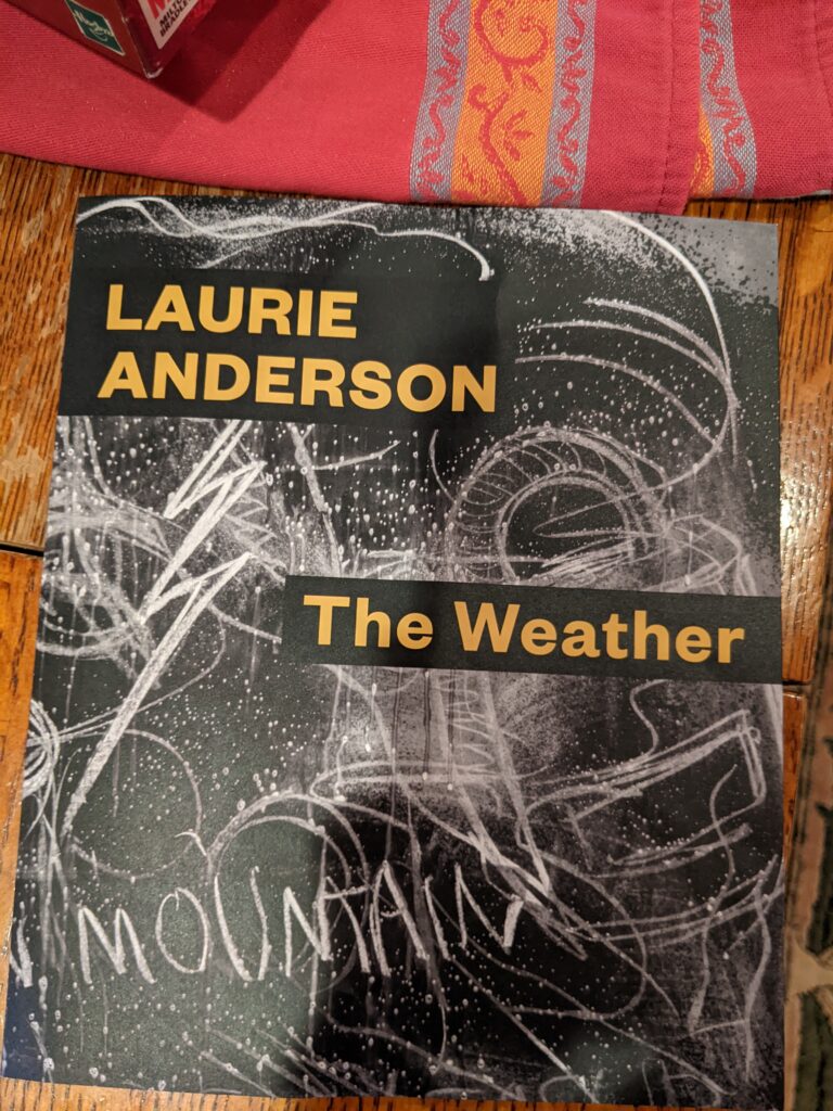 Brochure for "The Weather," an art show by Laurie Anderson