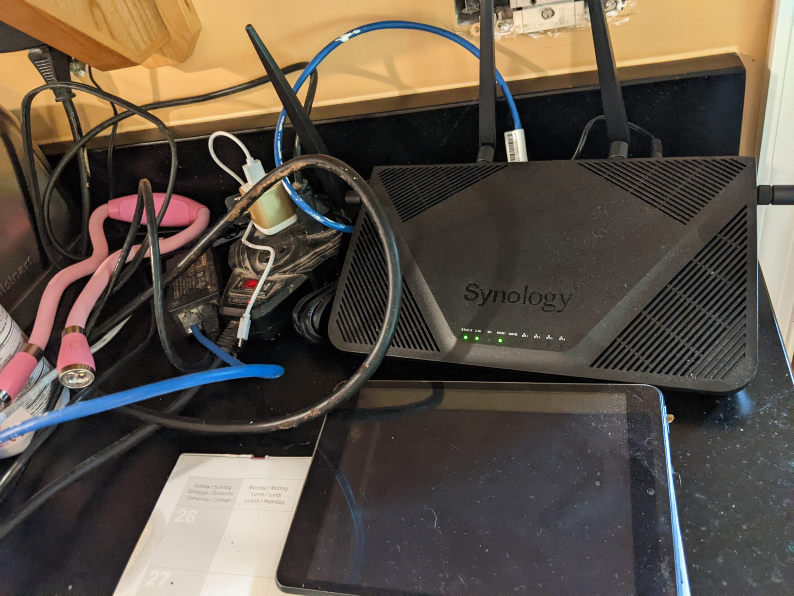 Router, power strip, all the wires.