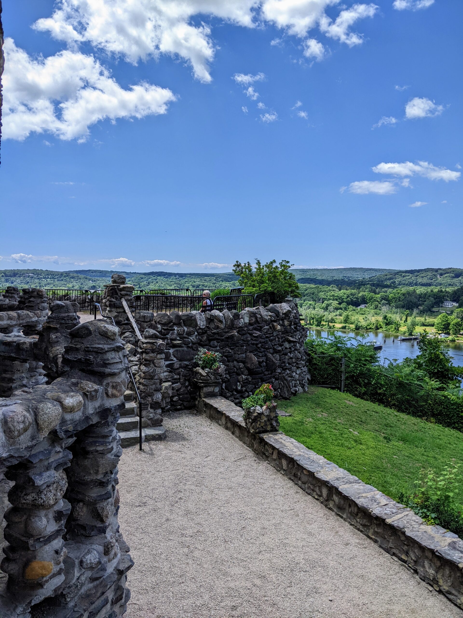 A bit of the castle wall, with the river and sky beyond it